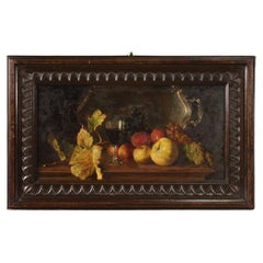 Antique 20th Century Oil on Panel Italian Still Life Painting With fruit, 1920s