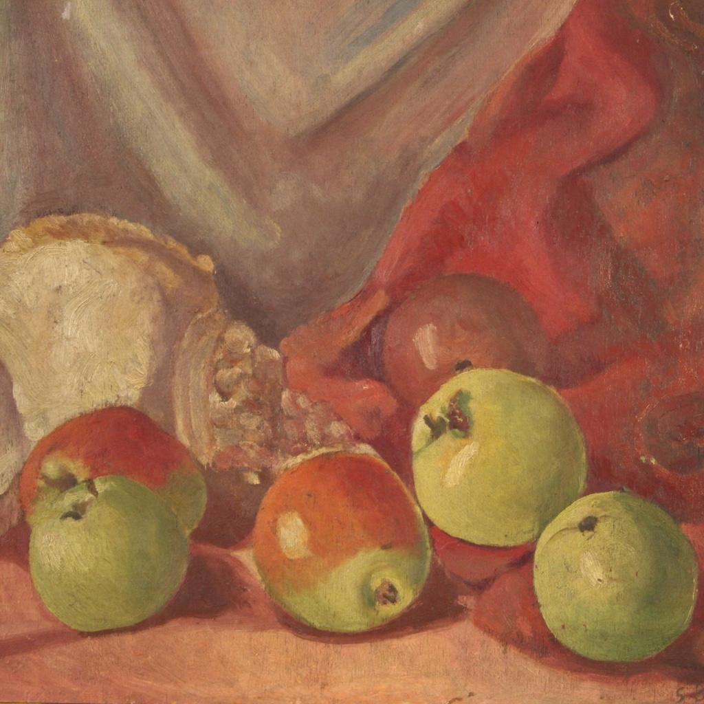 20th Century Oil on Panel Italian Still Life Signed Painting, 1930 In Good Condition For Sale In Vicoforte, Piedmont