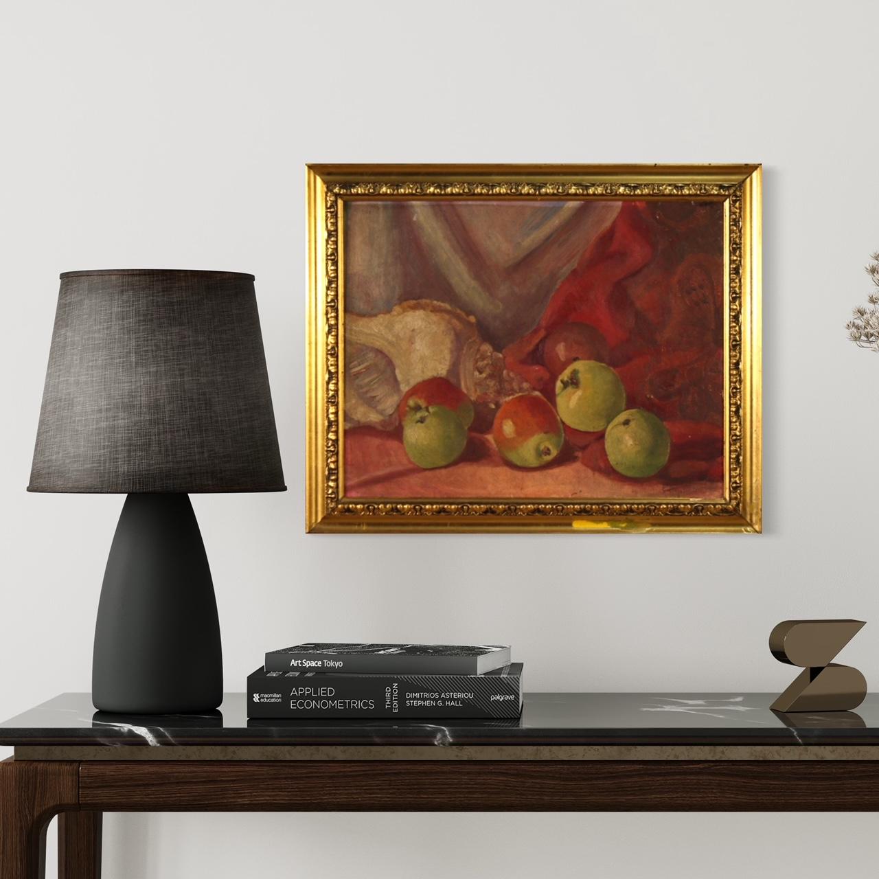 Wood 20th Century Oil on Panel Italian Still Life Signed Painting, 1930 For Sale