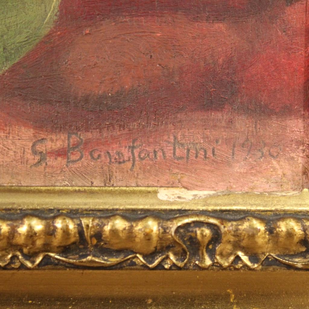 Siglo XX Óleo sobre tabla Pintura firmada Bodegón italiano, 1930 en venta 2