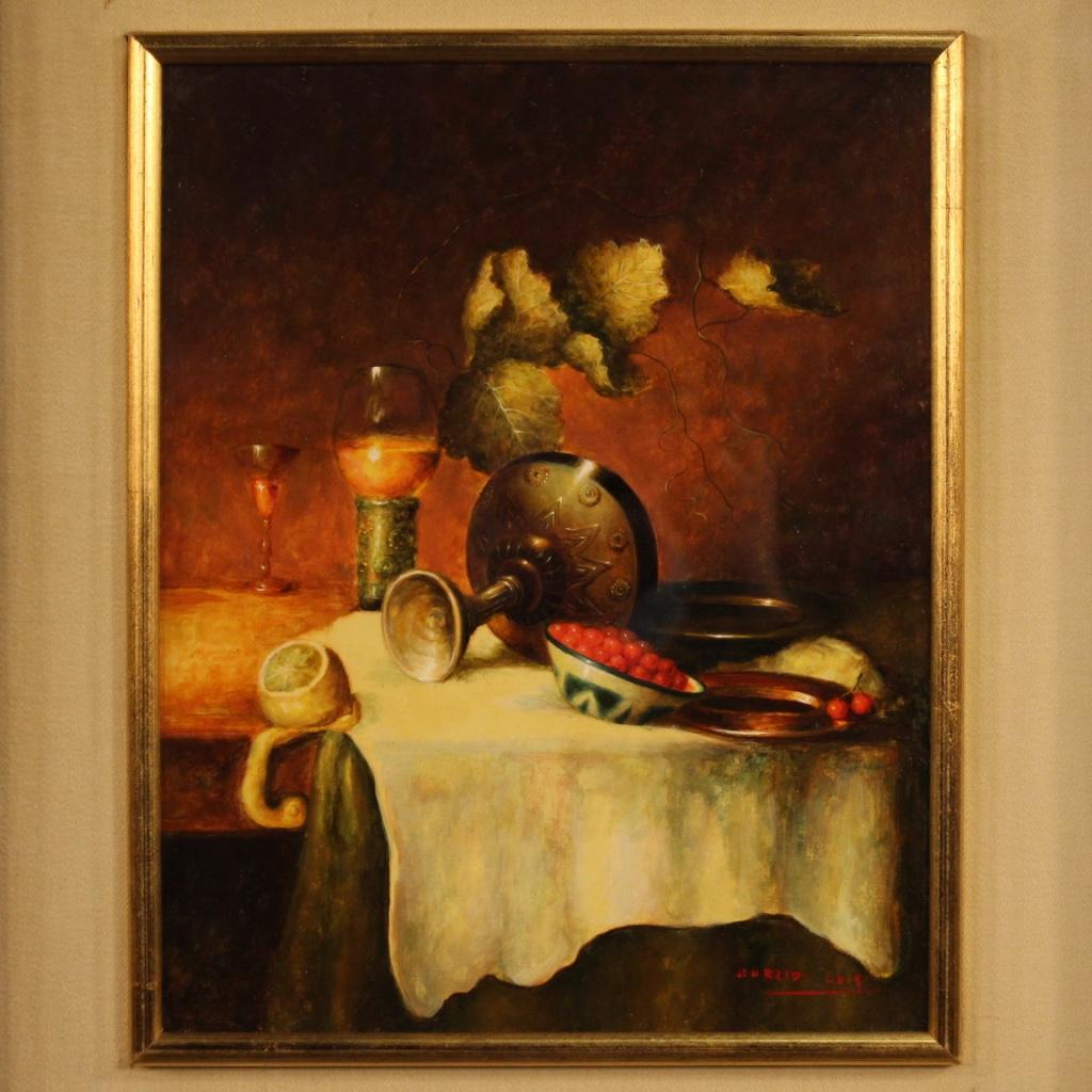 20th Century Oil on Panel Signed Italian Still Life Painting, 1970 In Good Condition In Vicoforte, Piedmont