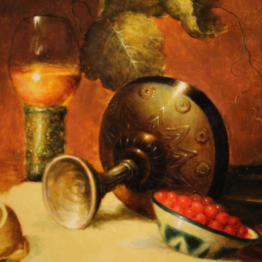 20th Century Oil on Panel Signed Italian Still Life Painting, 1970 4