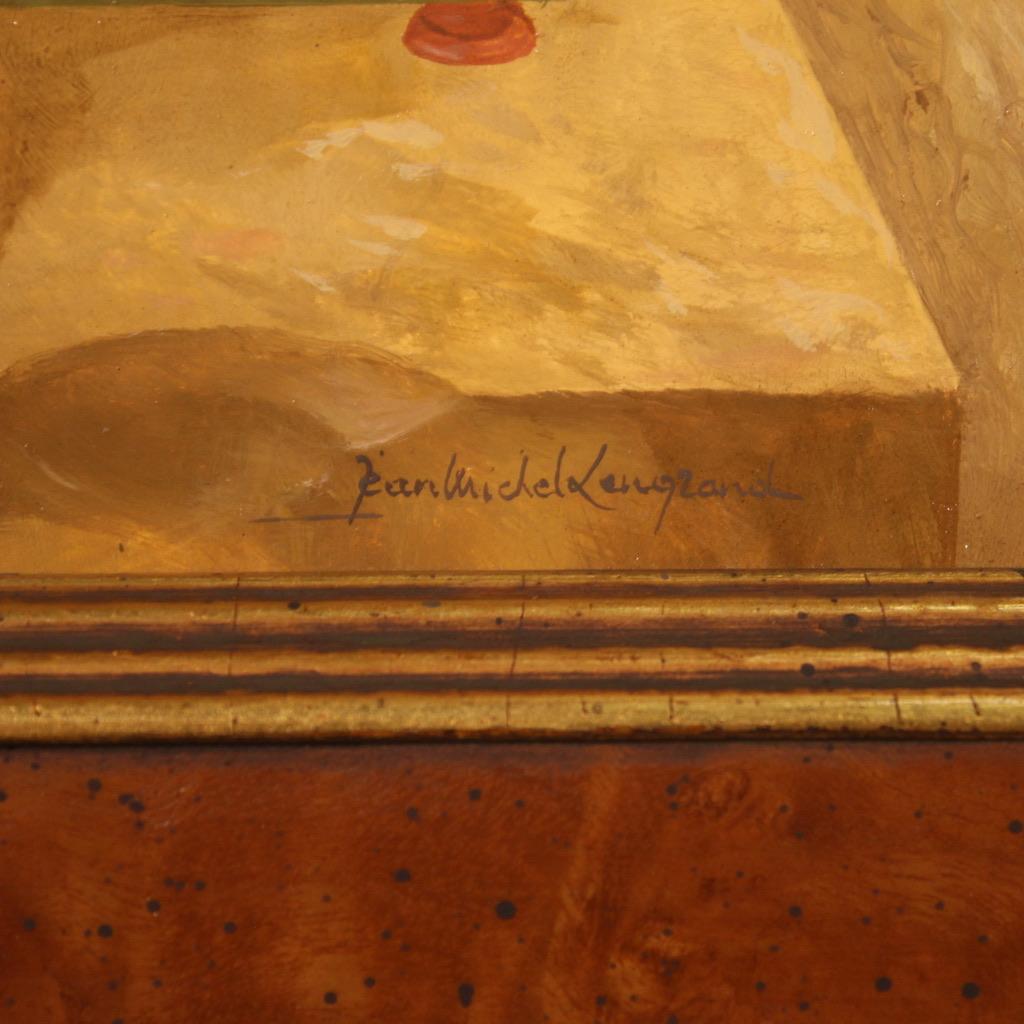 Ölgemälde auf Tafel, signiert Surrealistisch, 20. Jahrhundert  Französische Malerei Meereslandschaft, 1990 (Holz)