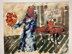 20th Century Oil on Paper by George Kokines titled Center Seating