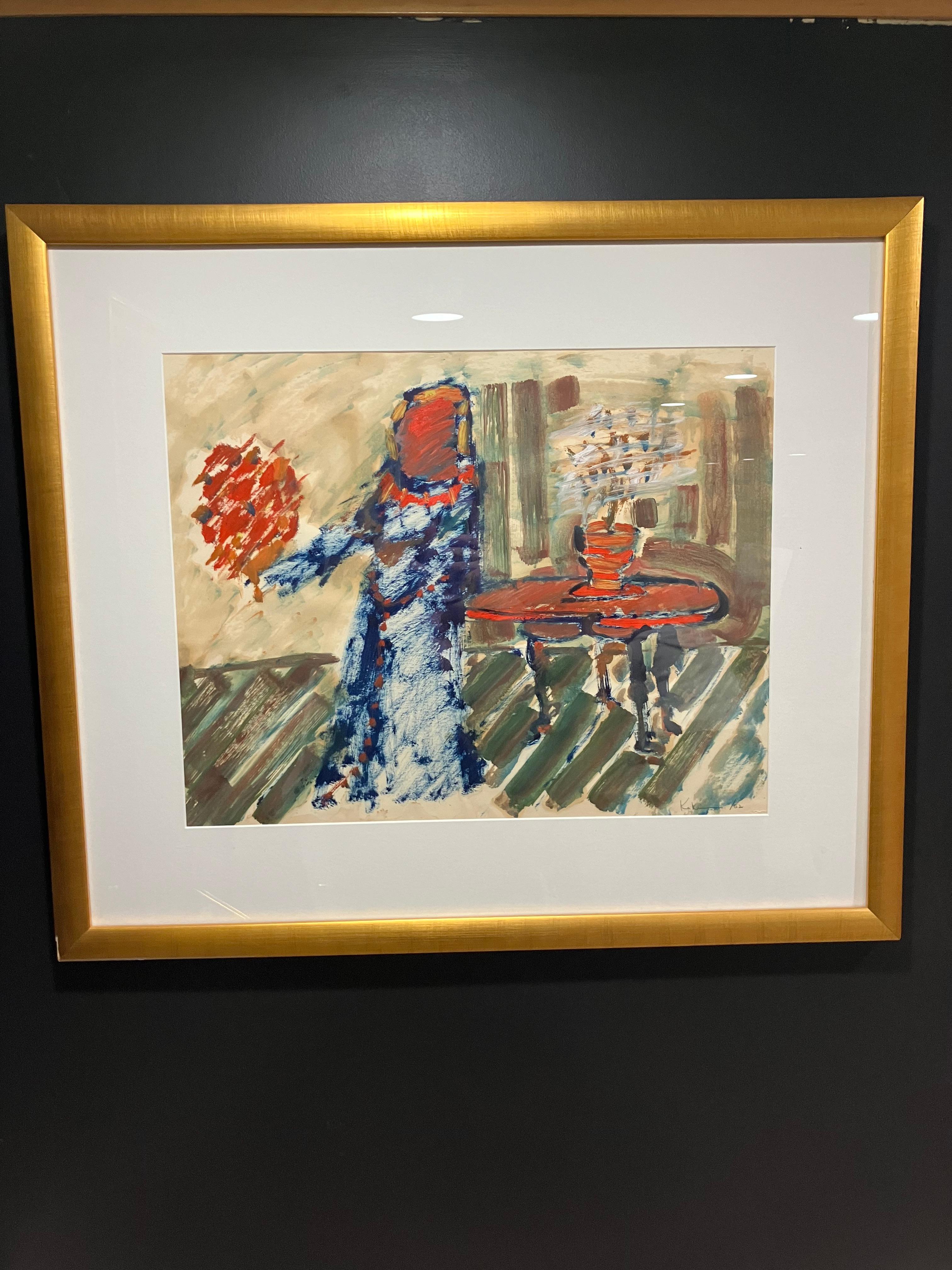 20. Jahrhundert Öl auf Papier von George Kokines mit dem Titel Center Seating im Angebot 1