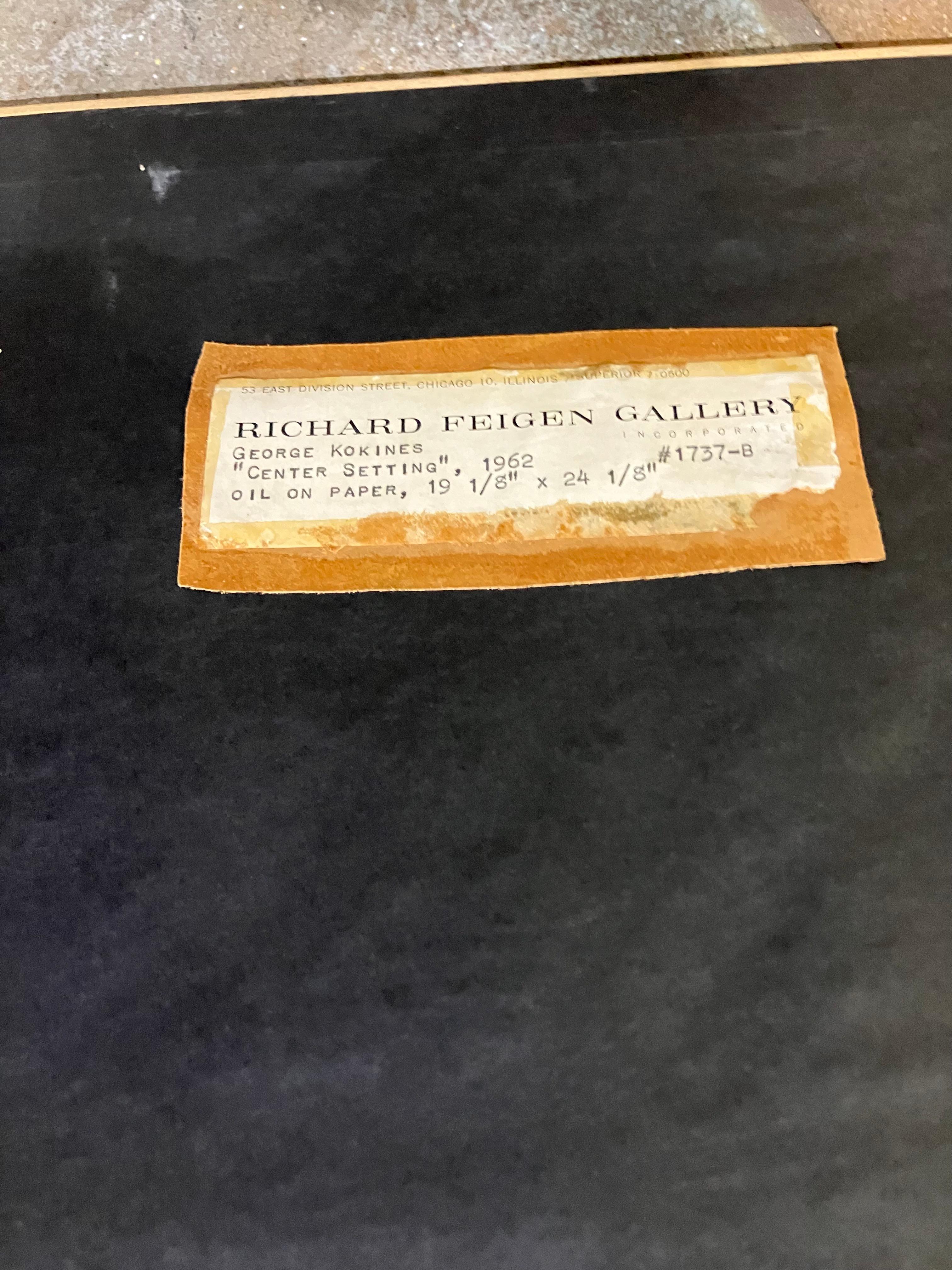 20. Jahrhundert Öl auf Papier von George Kokines mit dem Titel Center Seating im Angebot 2