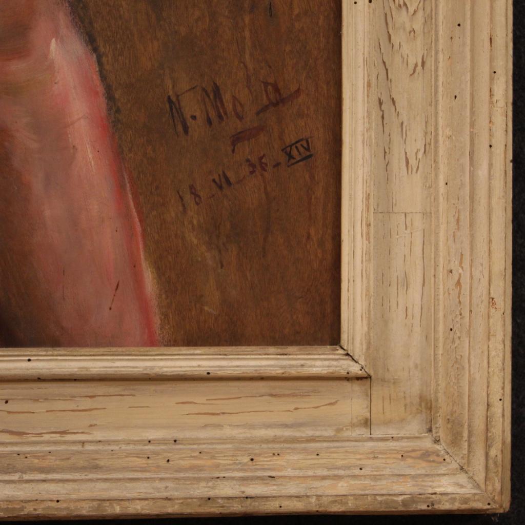 Italienisches Gemälde Victory aus dem 20. Jahrhundert, Öl auf Sperrholz, datiert und signiert, 1936 6