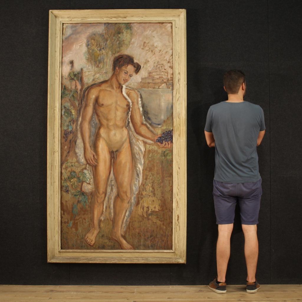 20th Century Oil on Plywood Italian Signed and Dated Male Nude Painting, 1938 7