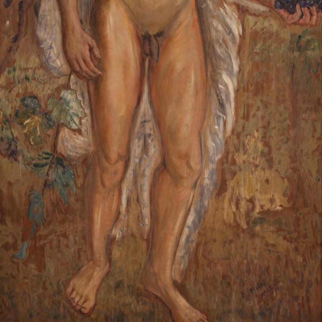 20th Century Oil on Plywood Italian Signed and Dated Male Nude Painting, 1938 In Good Condition In Vicoforte, Piedmont