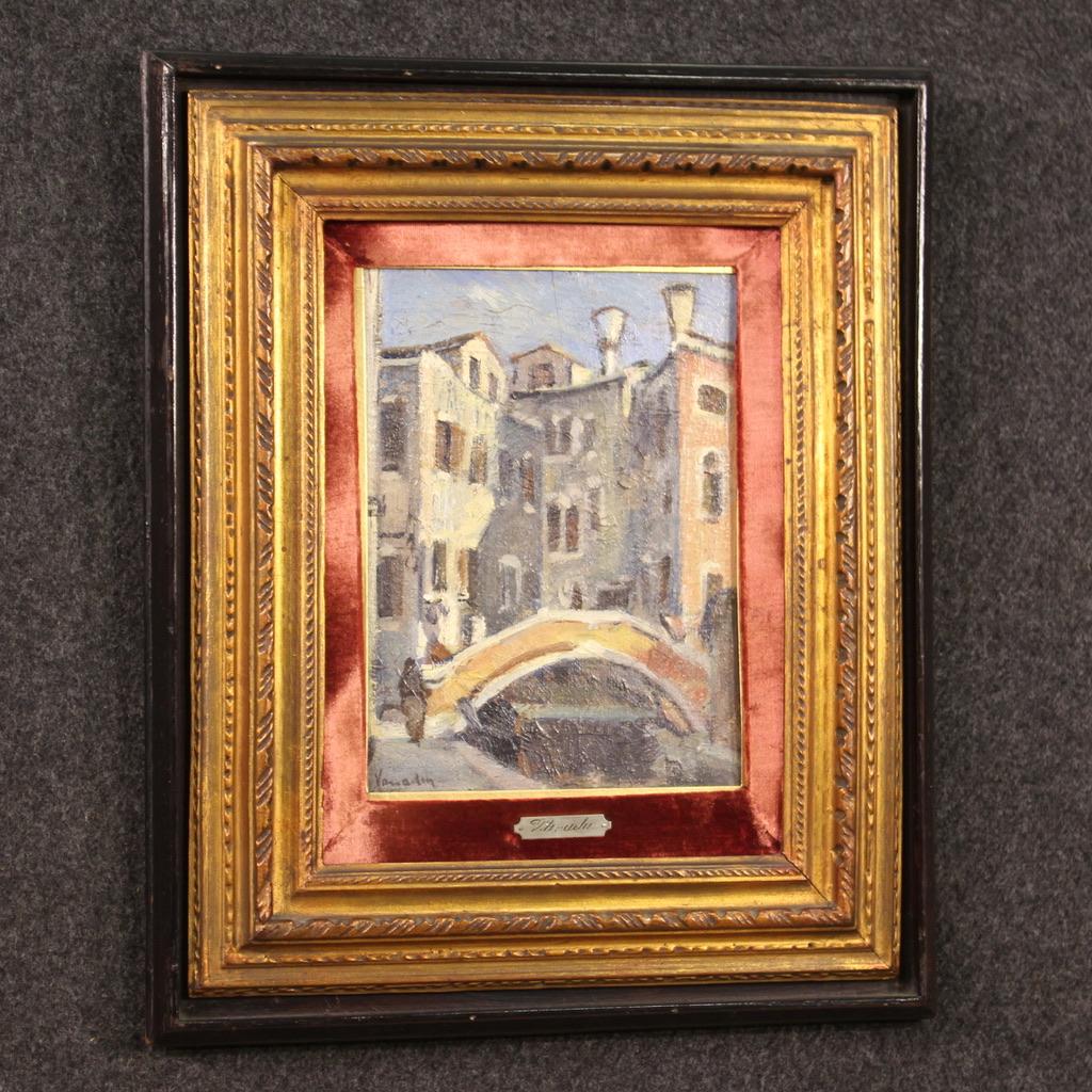 20th Century Oil On Tablet Antique Italian Signed Landscape Painting, 1940s For Sale 5