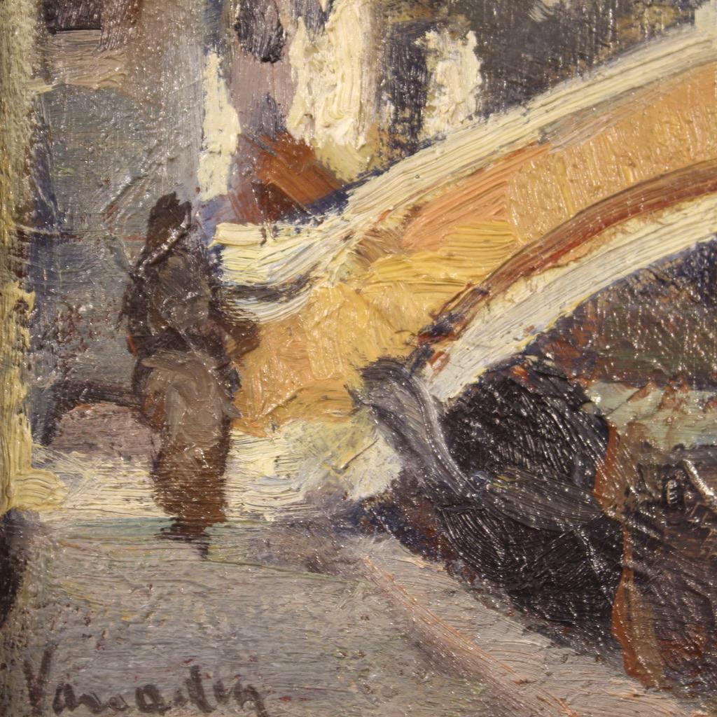Bois huile sur table du 20e siècle Peinture de paysage italienne ancienne signée, 1940 en vente
