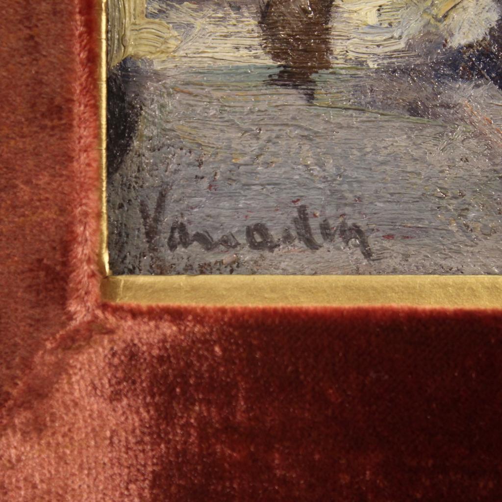 huile sur table du 20e siècle Peinture de paysage italienne ancienne signée, 1940 en vente 2
