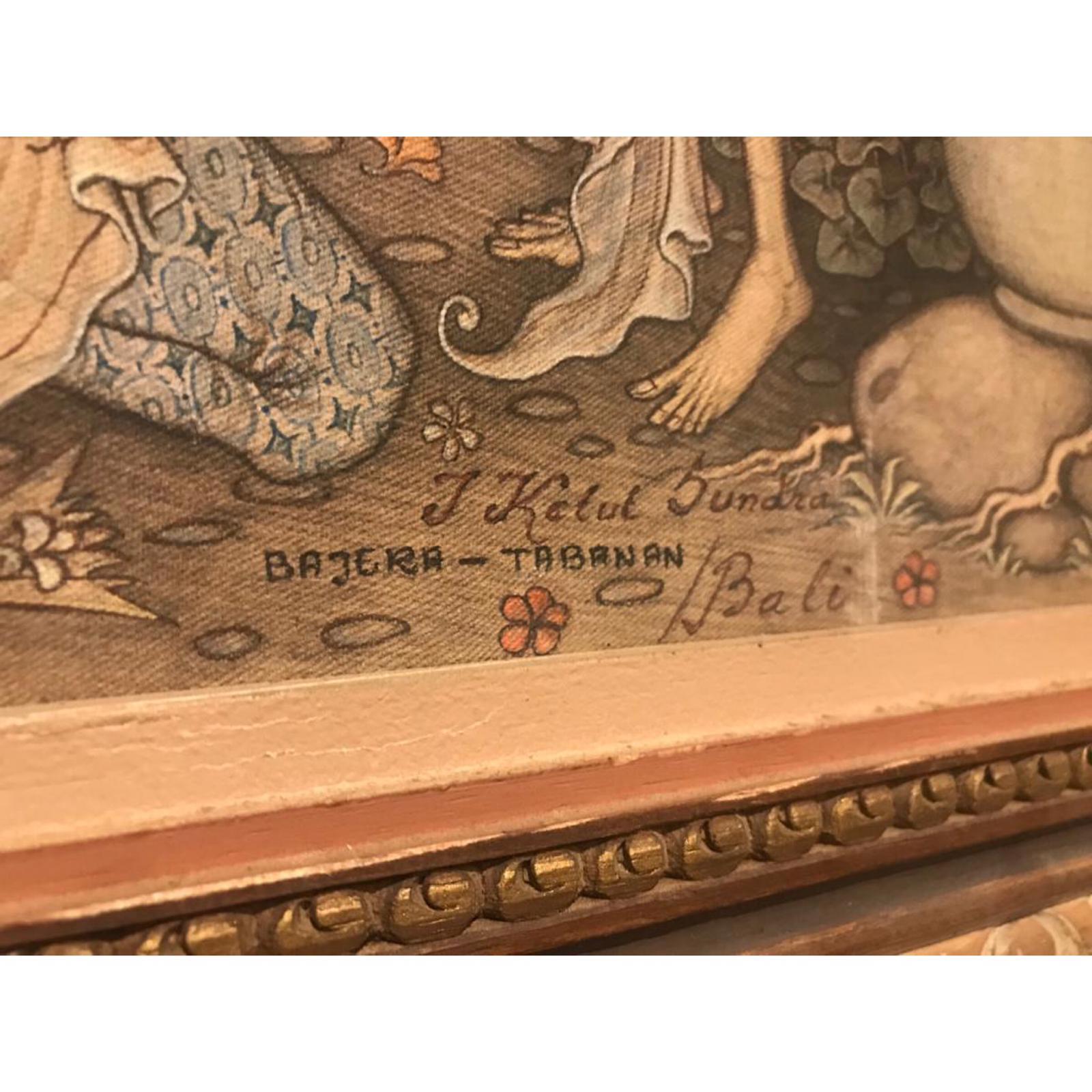 I Ketut Sundra (20. Jh.) Balinesische Szene signiert unten rechts K. Sundra und 'Bali'. Auf der Rückseite datiert 1976 und Aufschrift 