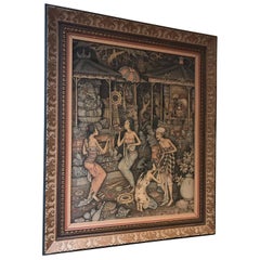 Balinesische Szene des 20. Jahrhunderts, Öl- oder Acryl, signiert vom Künstler Ketut Sundra, 1976