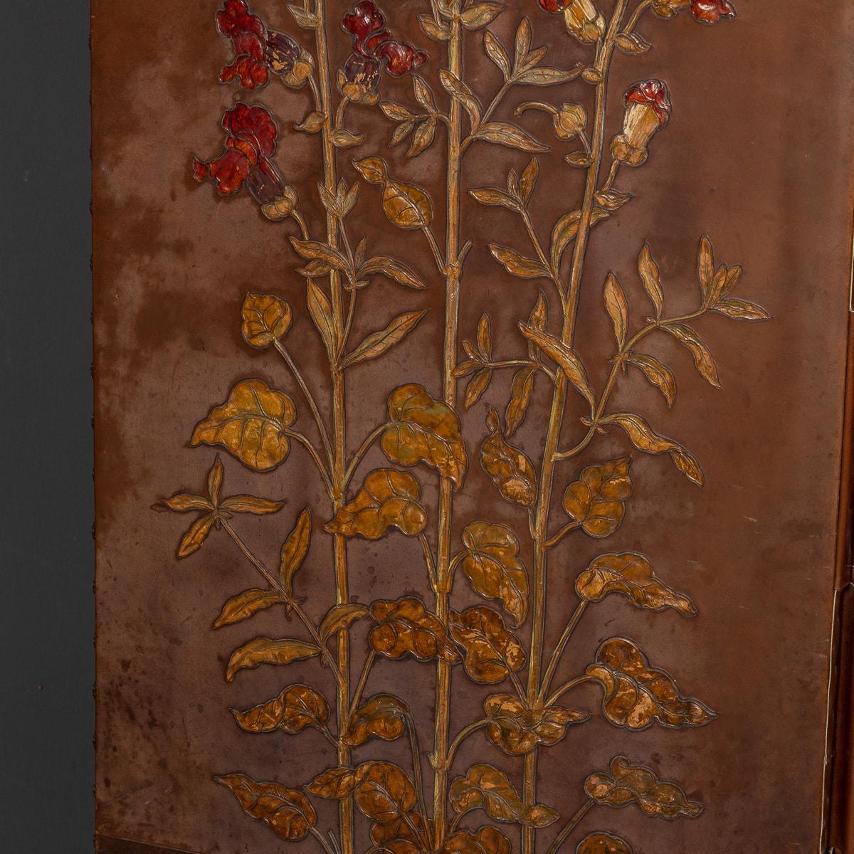 20th Century Oil Painted On Leather Room Screen, c.1920 6