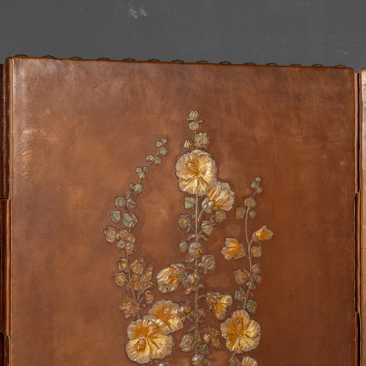 20th Century Oil Painted On Leather Room Screen, c.1920 2