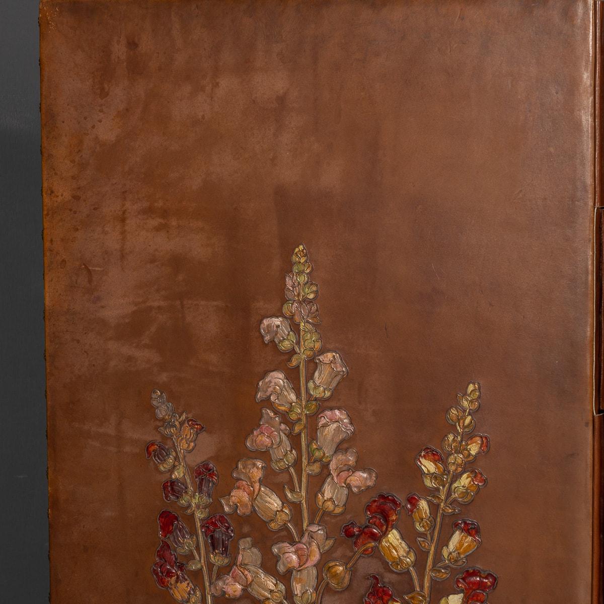 20th Century Oil Painted On Leather Room Screen, c.1920 4