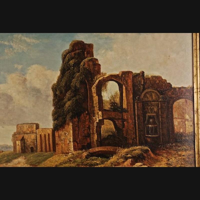 Oiled 20th Century Oil Painting, Before the Fonatana the Porta Fulba For Sale