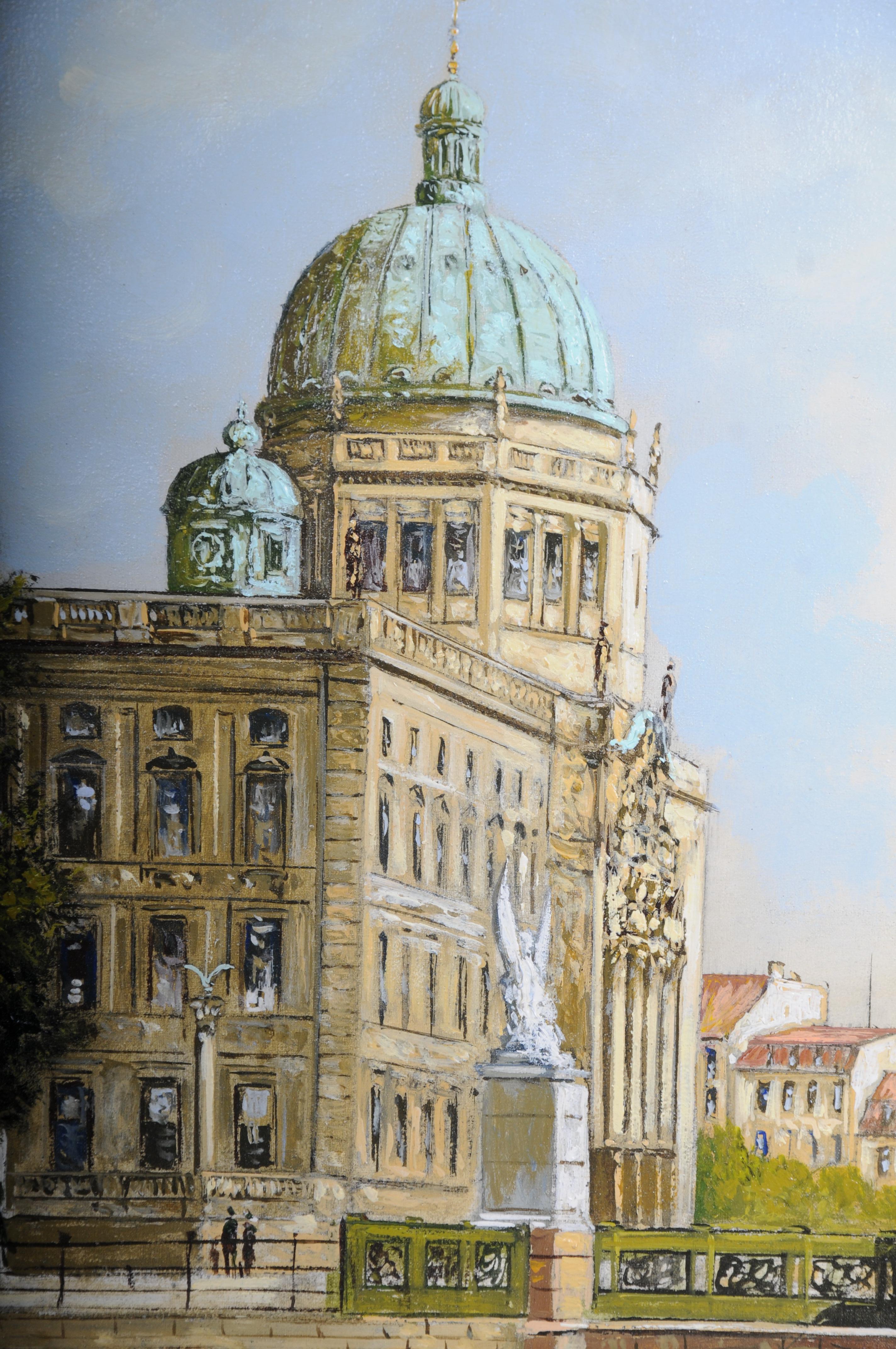 Hand-Painted 20th Century Oil painting by Hermann Muth, Berlin City Palace For Sale