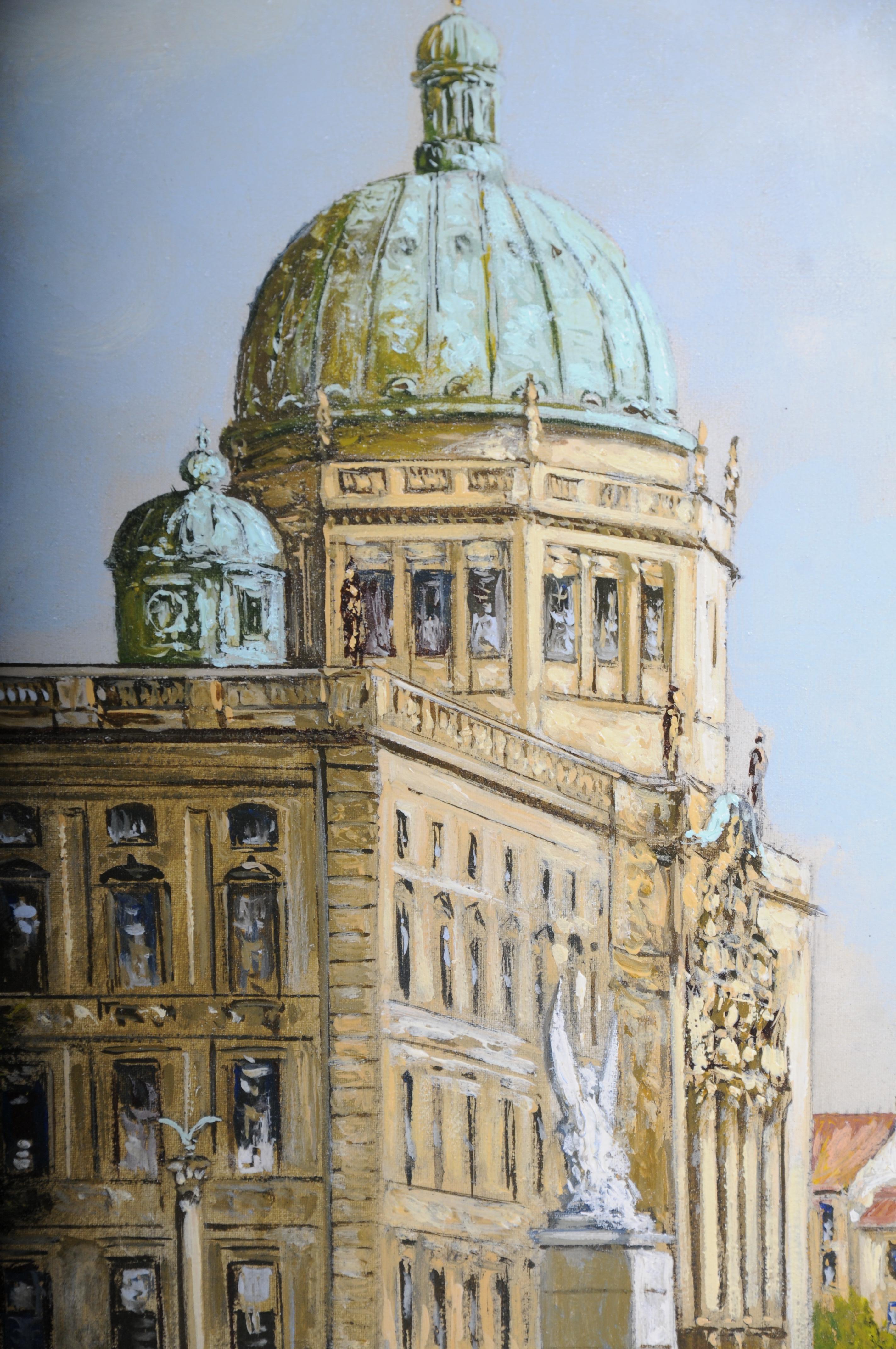 Canvas 20th Century Oil painting by Hermann Muth, Berlin City Palace For Sale