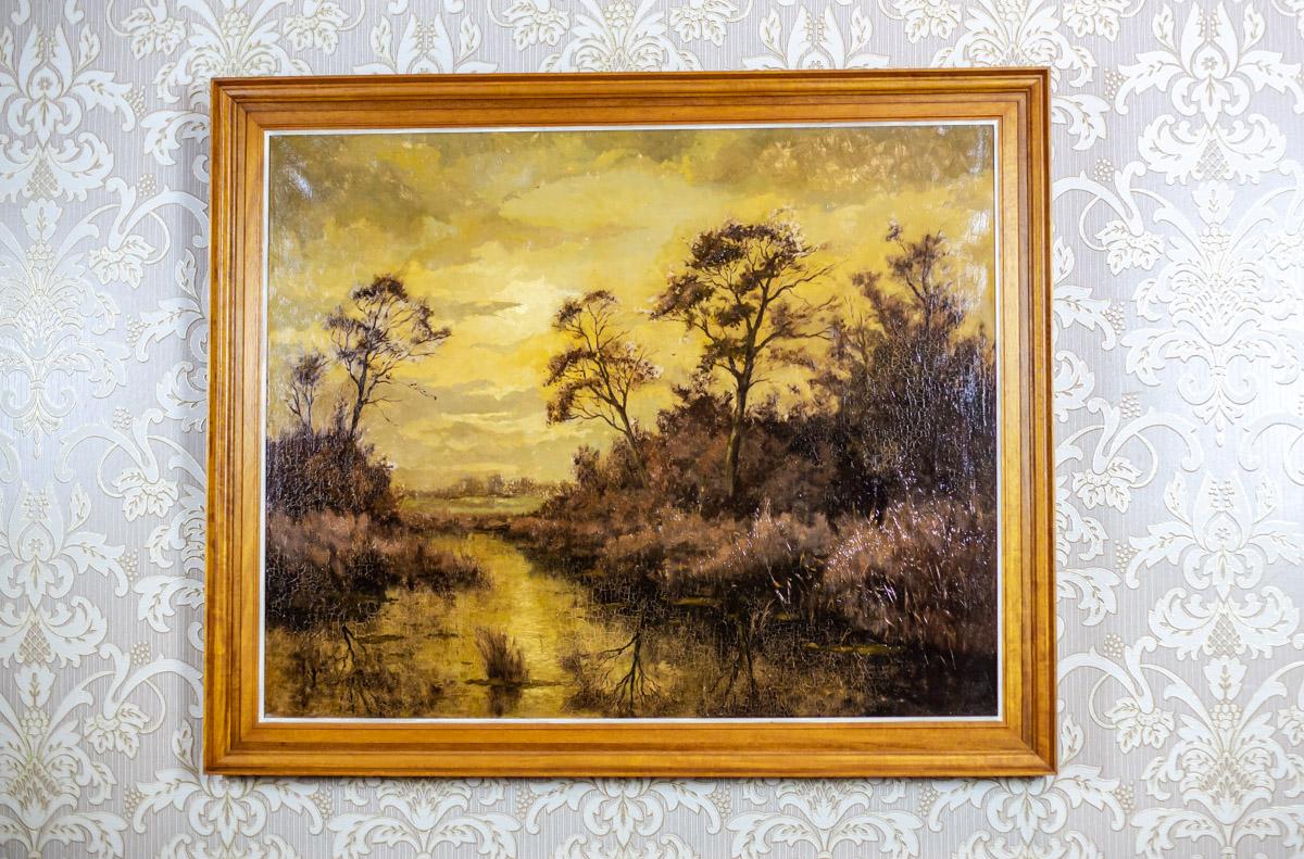 20th Century Oil Painting Depicting a Landscape For Sale 2