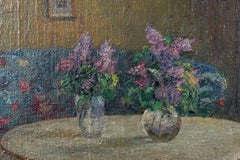 20th Century, Oil Painting Interior Biedermeier Room