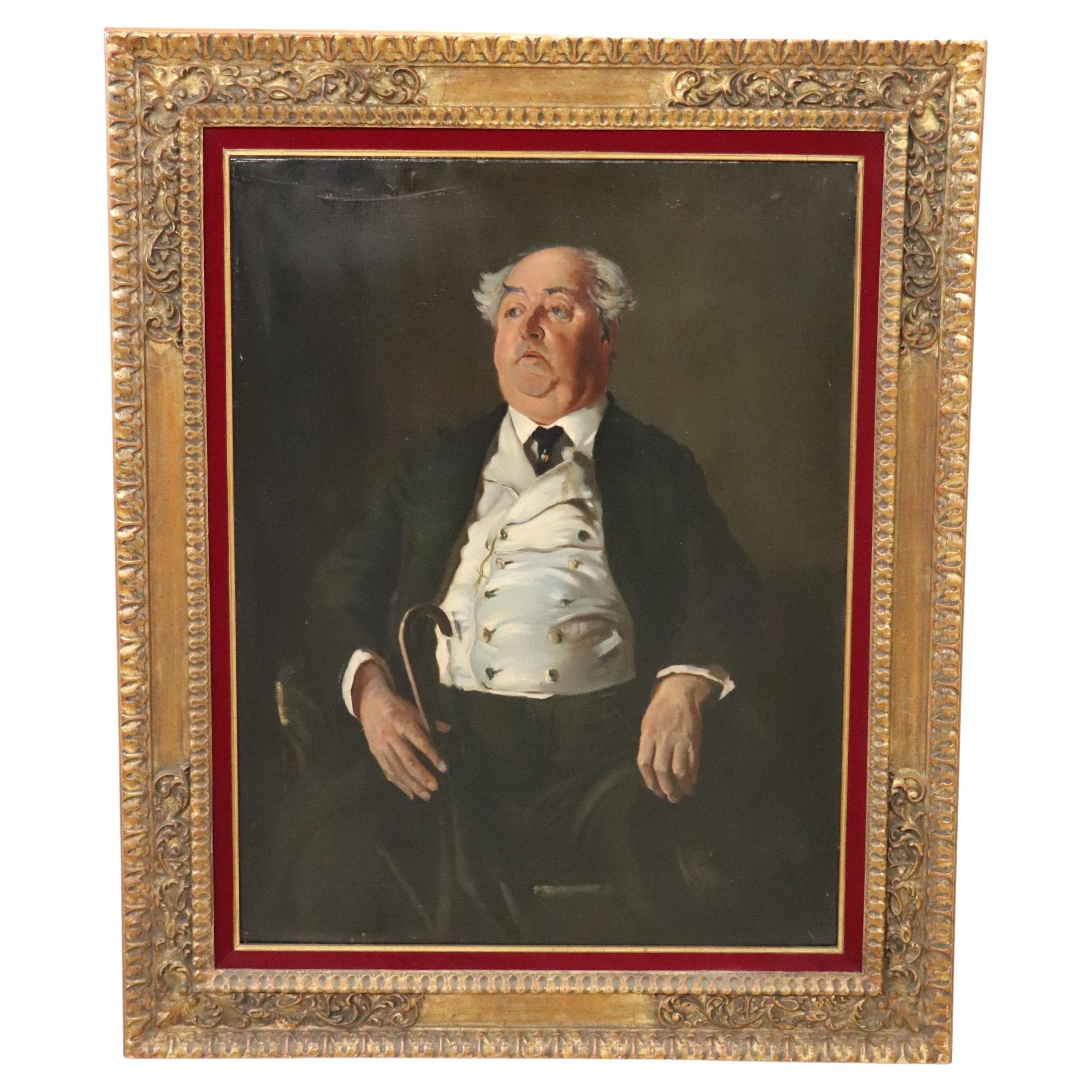 Pintura al óleo sobre lienzo del siglo XX Retrato del Sr. Minney