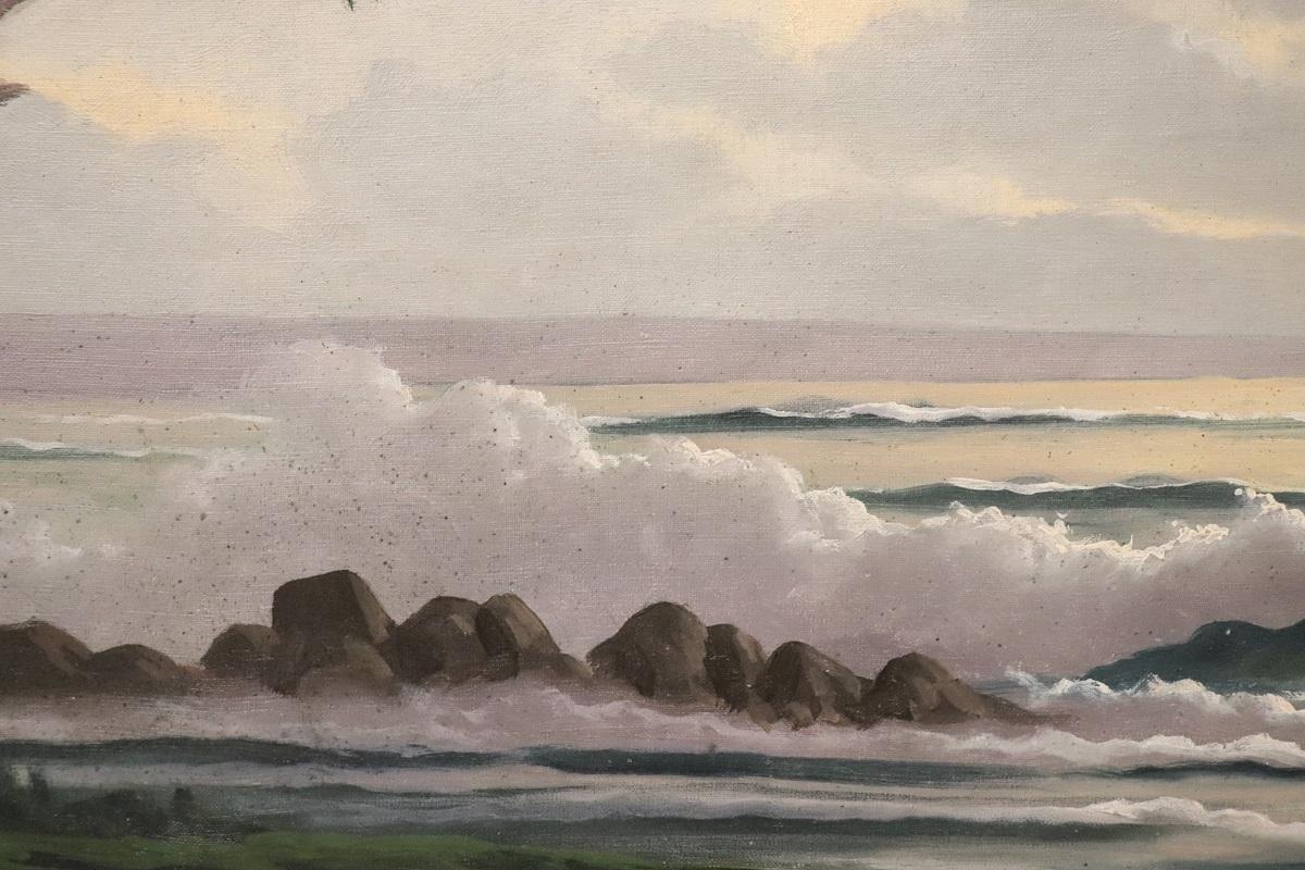 20. Jahrhundert Ölgemälde auf Leinwand Signiert L. Boulnois, Seelandschaft im Angebot 6