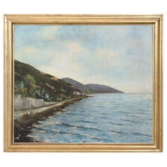 20th Century Oil Painting on Canvas Signed Landscape of the Italian Coast