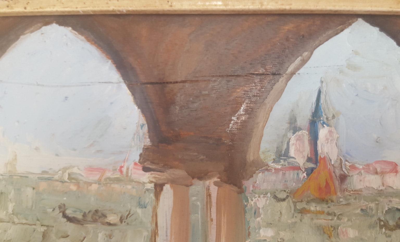20th Century Oil Painting on Wood Board of Venice, Italy, Signed on the Reverse For Sale 1