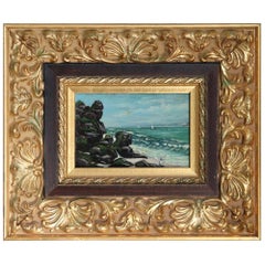 20th Century Oil Painting on Zinc Table Landscape of the Italian Coast