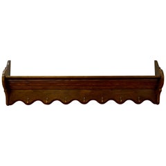 Retro 20th Century Old English Style Hanging Coat Rack with Shelf