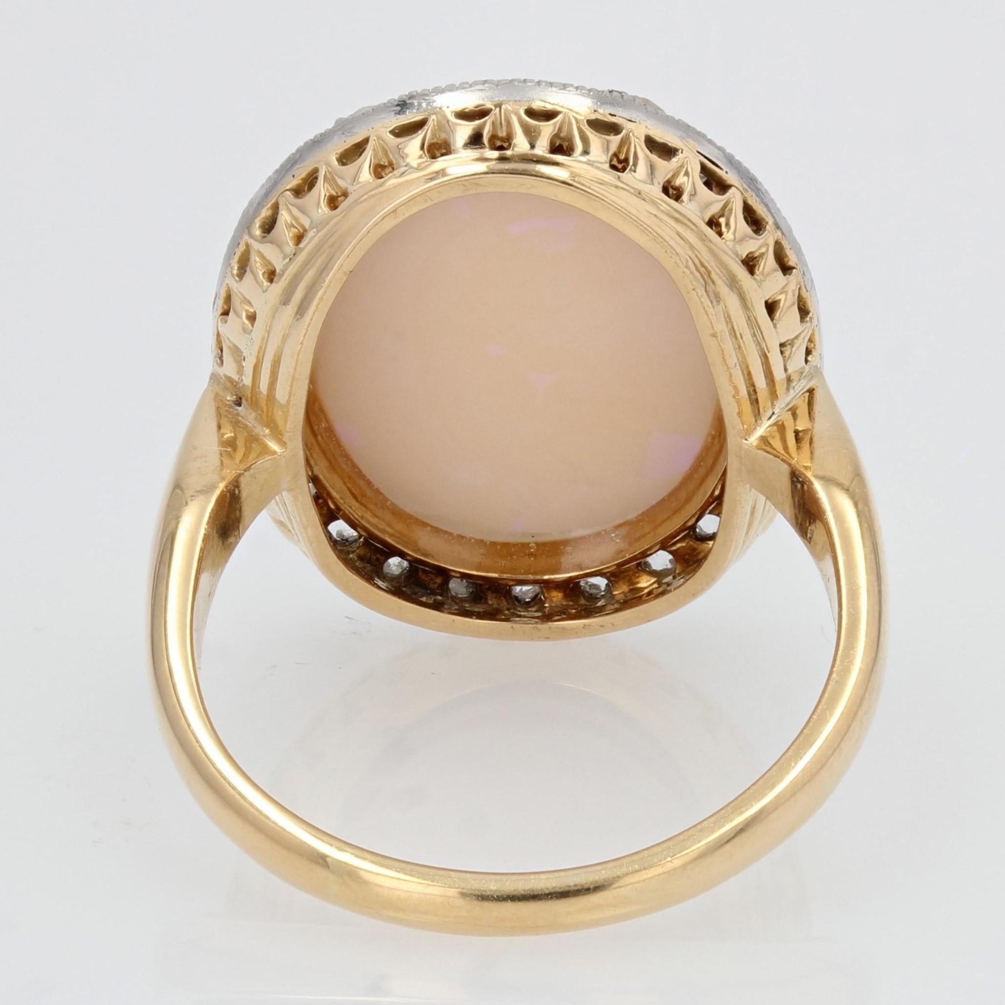20th Century Opal Diamonds 18 Karat Yellow Gold Ring For Sale 4