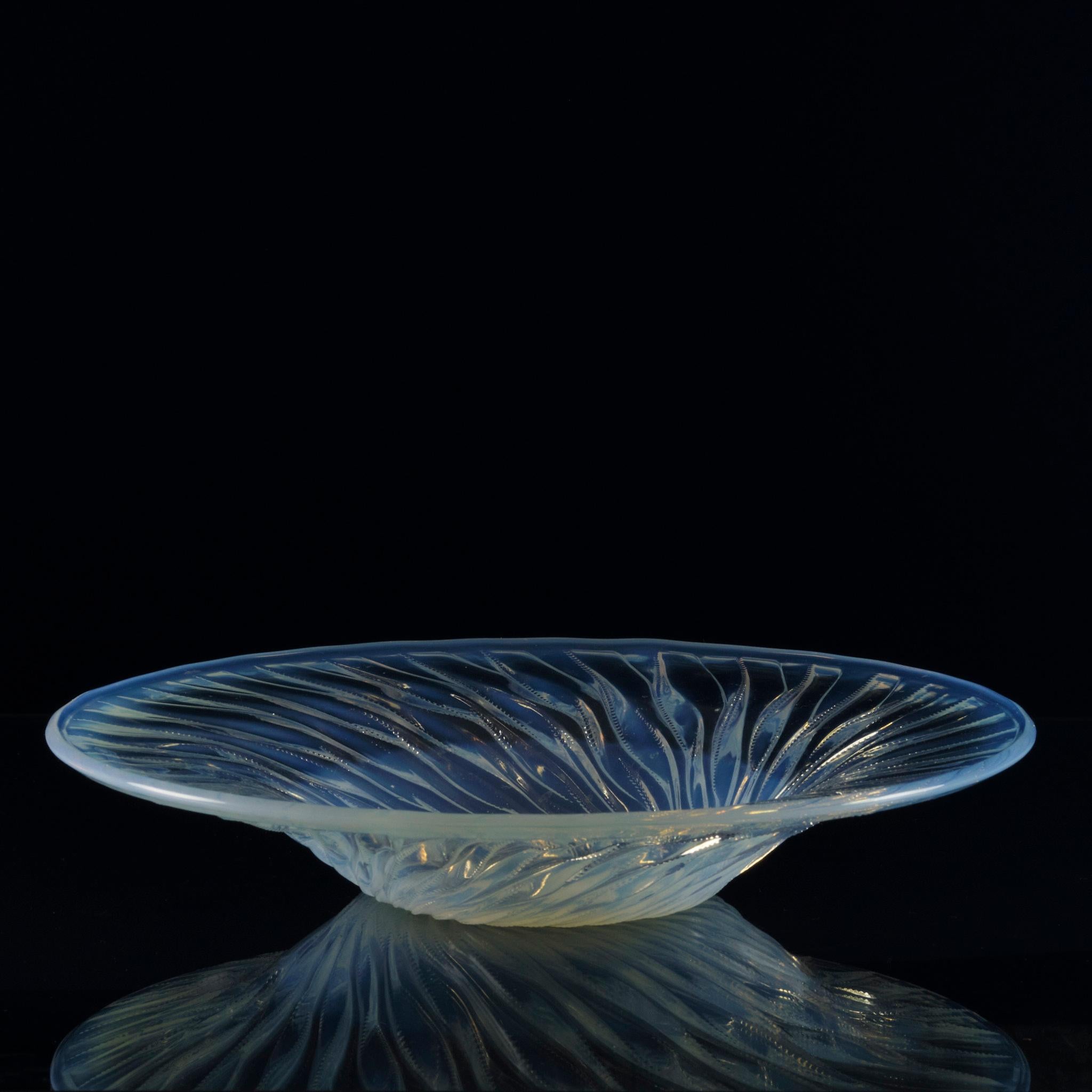 Molded 20th Century Opalescent Glass Bowl Entitled 