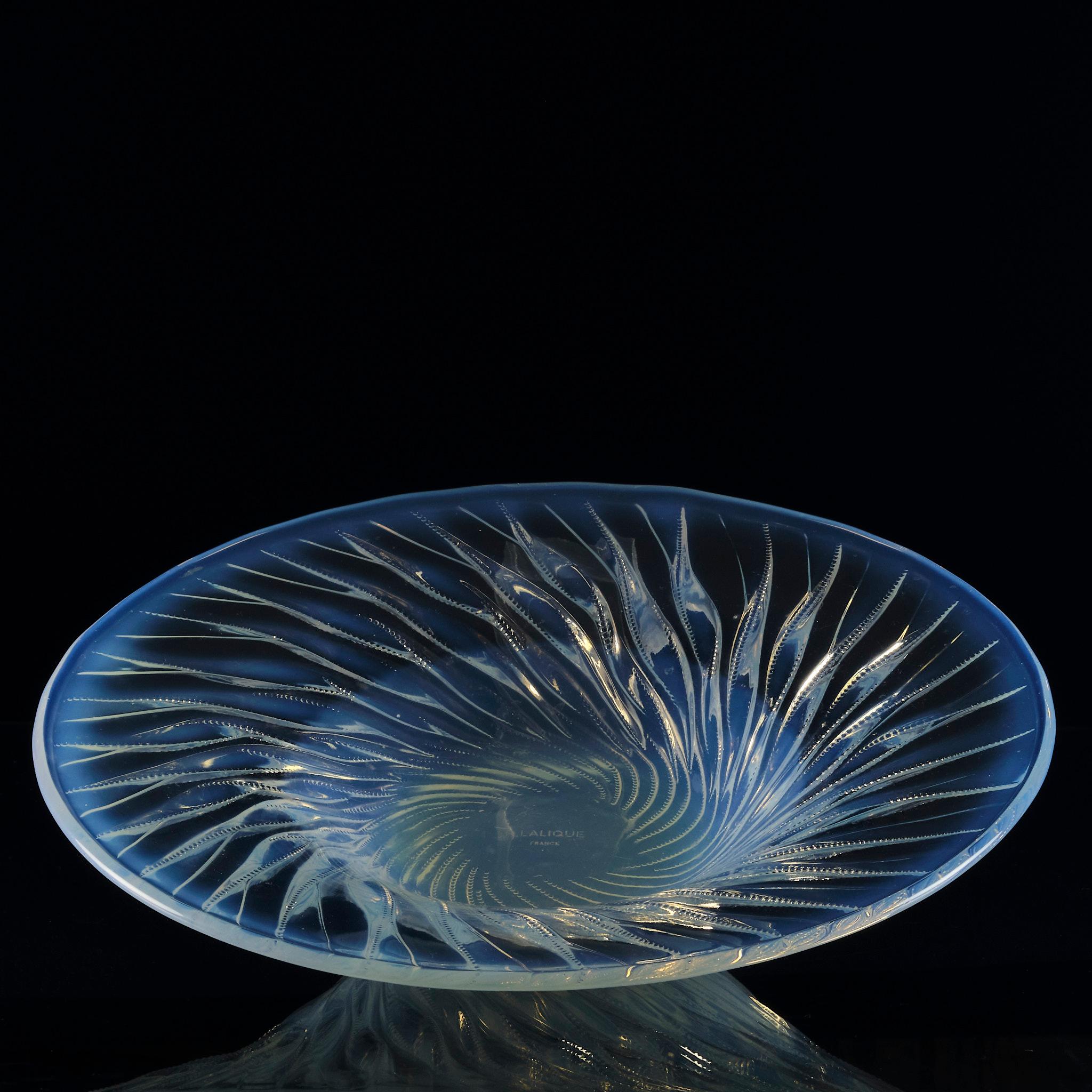 Molded 20th Century Opalescent Glass Bowl Entitled 