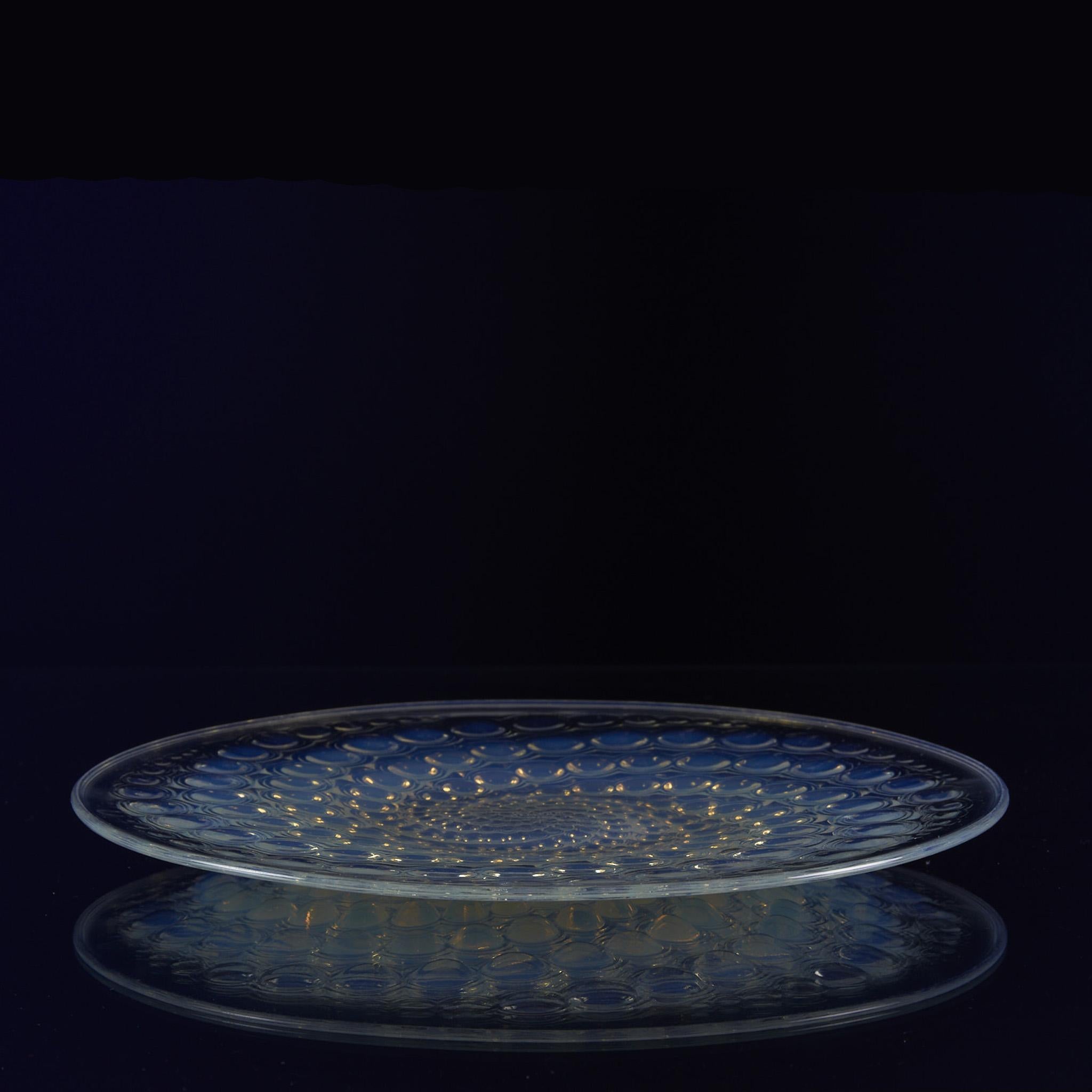 Molded 20th Century Opalescent Glass Plate Entitled 