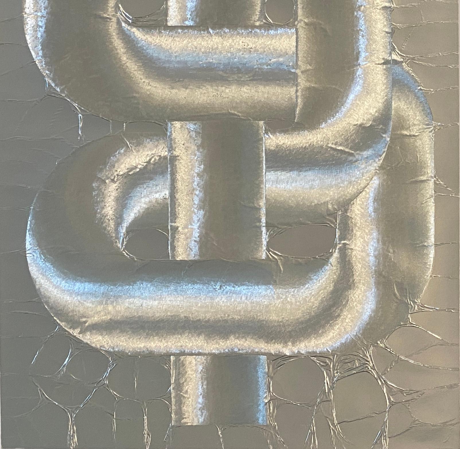 Arte óptico del siglo XX sobre papel de aluminio de Patrick Dupré a la manera de Julio Le Parc Minimalista en venta