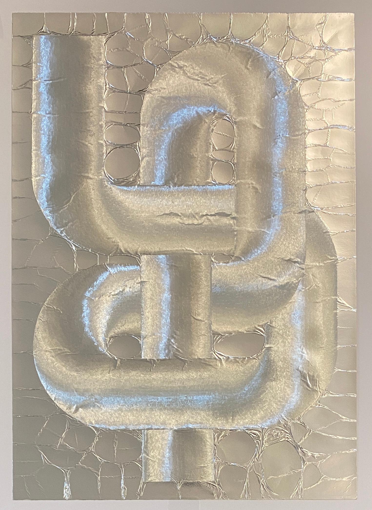 Arte óptico del siglo XX sobre papel de aluminio de Patrick Dupré a la manera de Julio Le Parc Papel metalizado en venta
