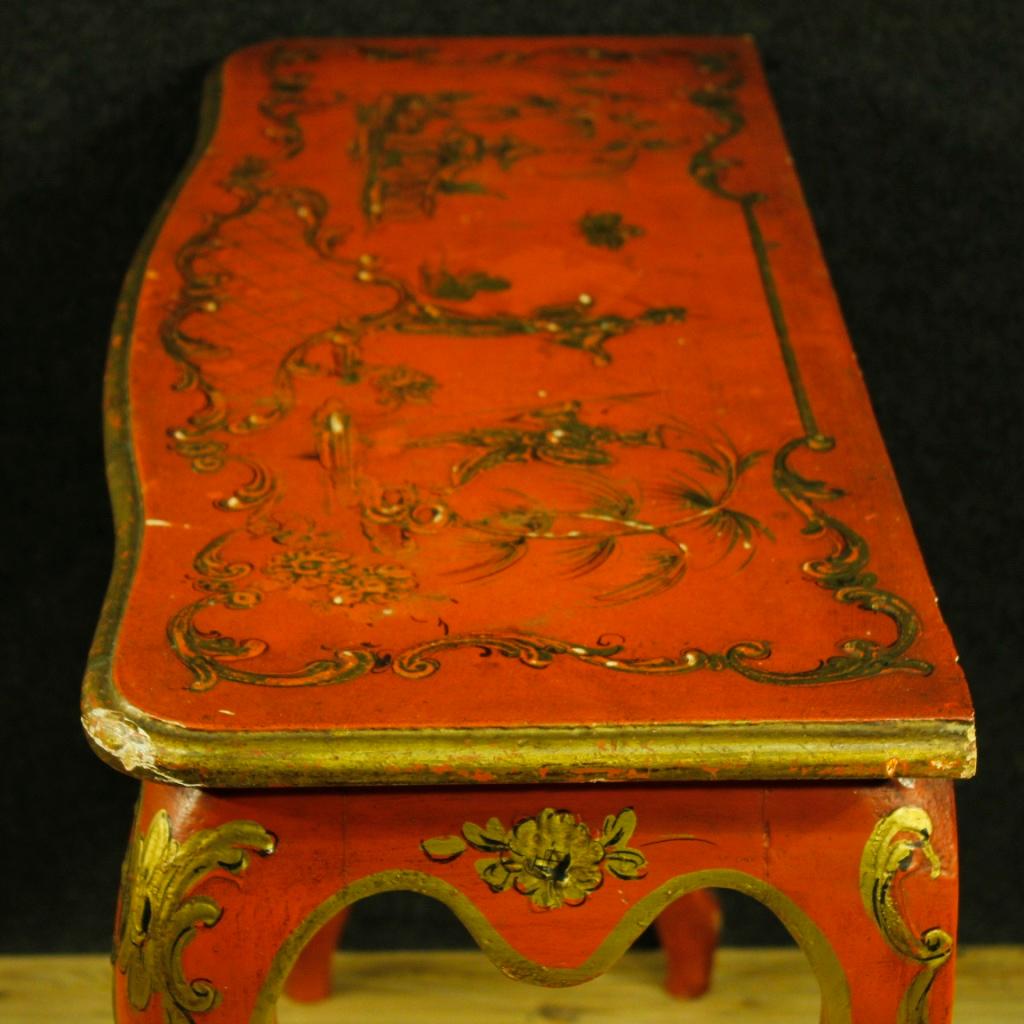 20th Century Orange and Golden Lacquered Wooden Chinoiserie Spanish Console 6