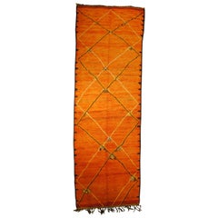 20th Century Orange Berber Runner Rug in Wool from Morocco, 1950s