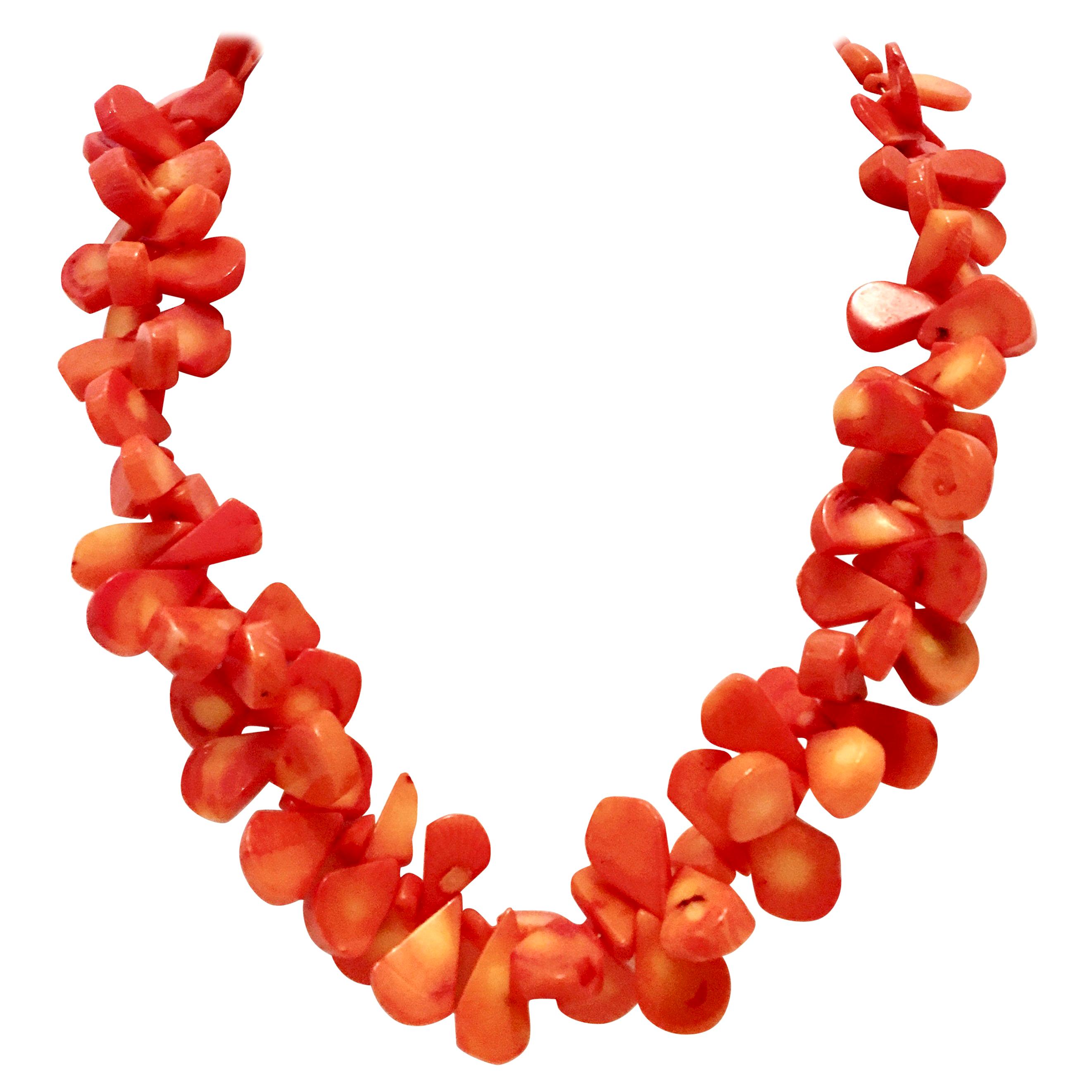 20th Century Orange Coral "Teardrop" Bead Choker Necklace For Sale