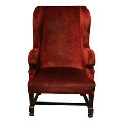 Antique 20th Century Orange Velvet Wingchair