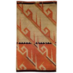 20th Century Orange White in Wool France European Art Deco Rug, 1920-1940