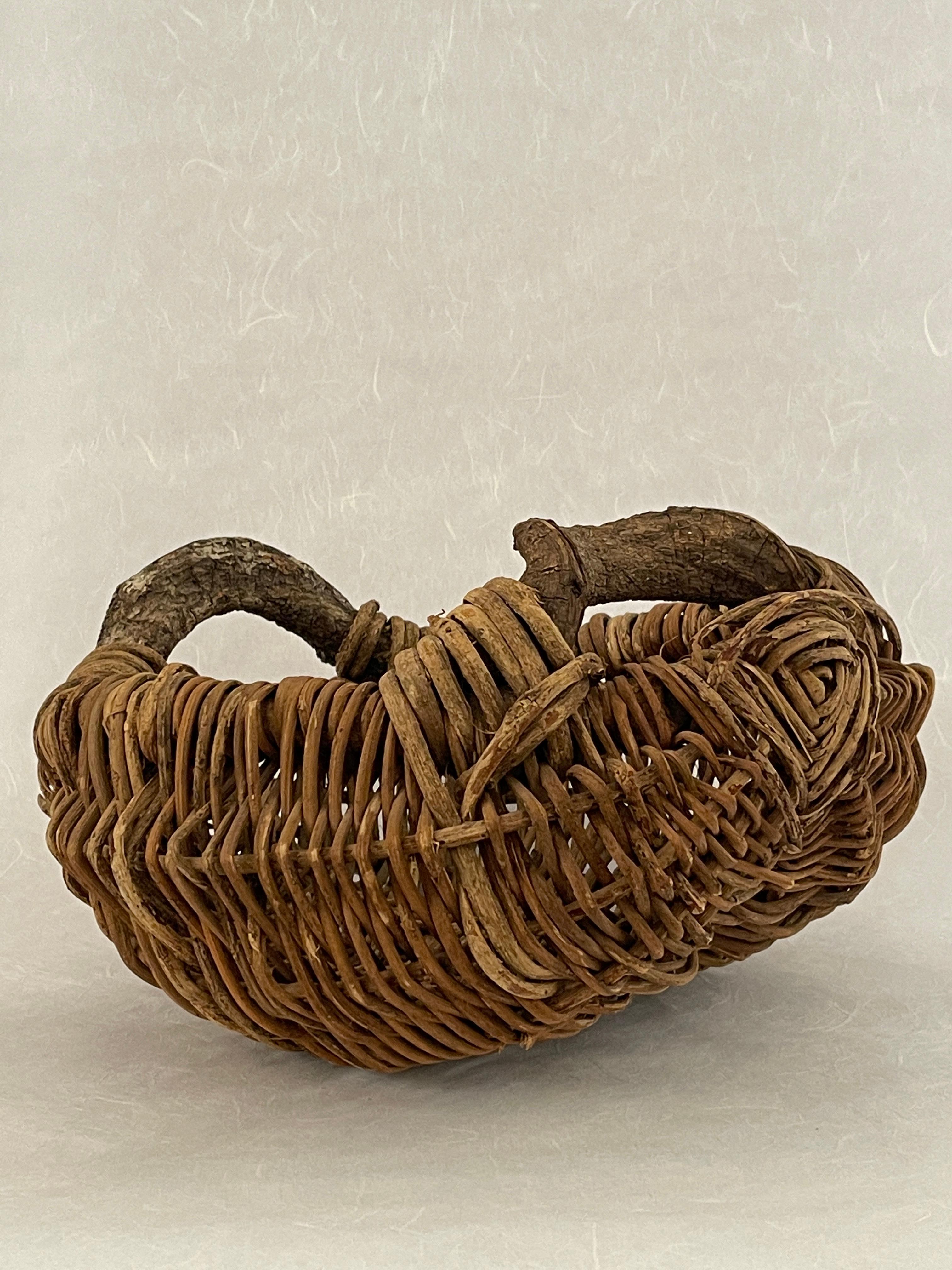 20th Century Organic Handled Woven Basket For Sale 3