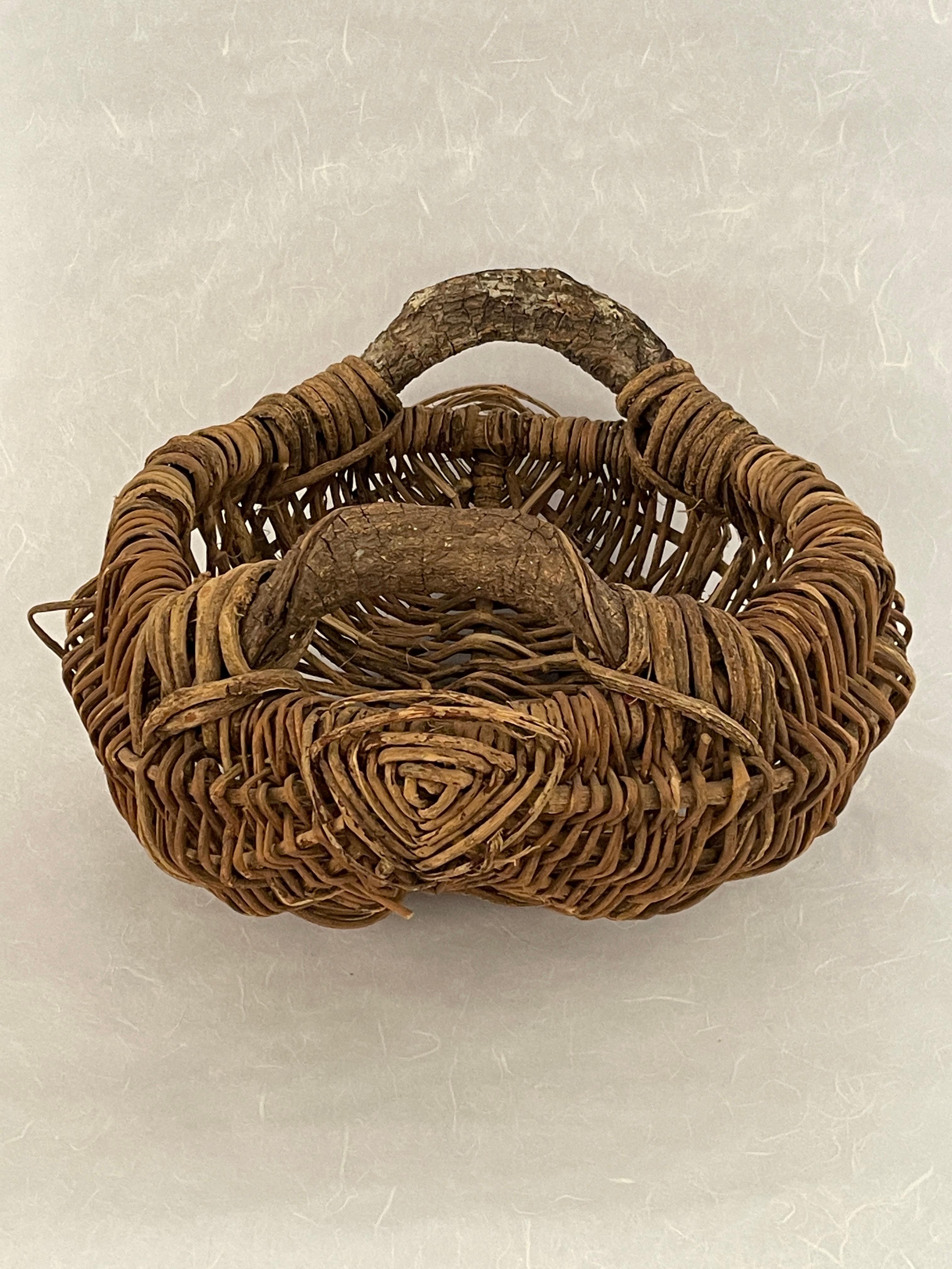 20th Century Organic Handled Woven Basket For Sale 2