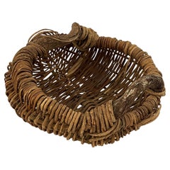 Retro 20th Century Organic Handled Woven Basket