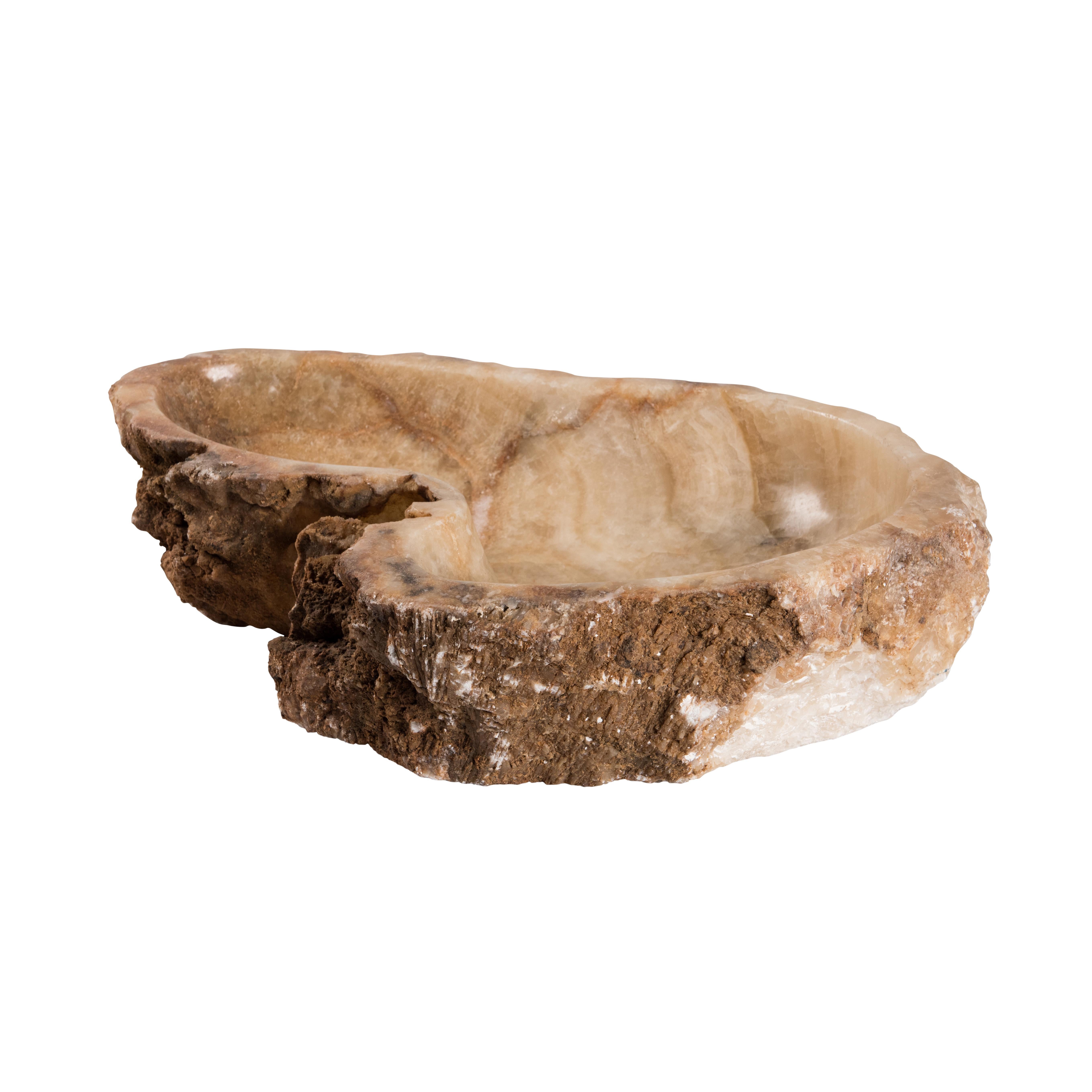 Carved 20th Century Organic Onyx Basin Decorative Bowl  For Sale
