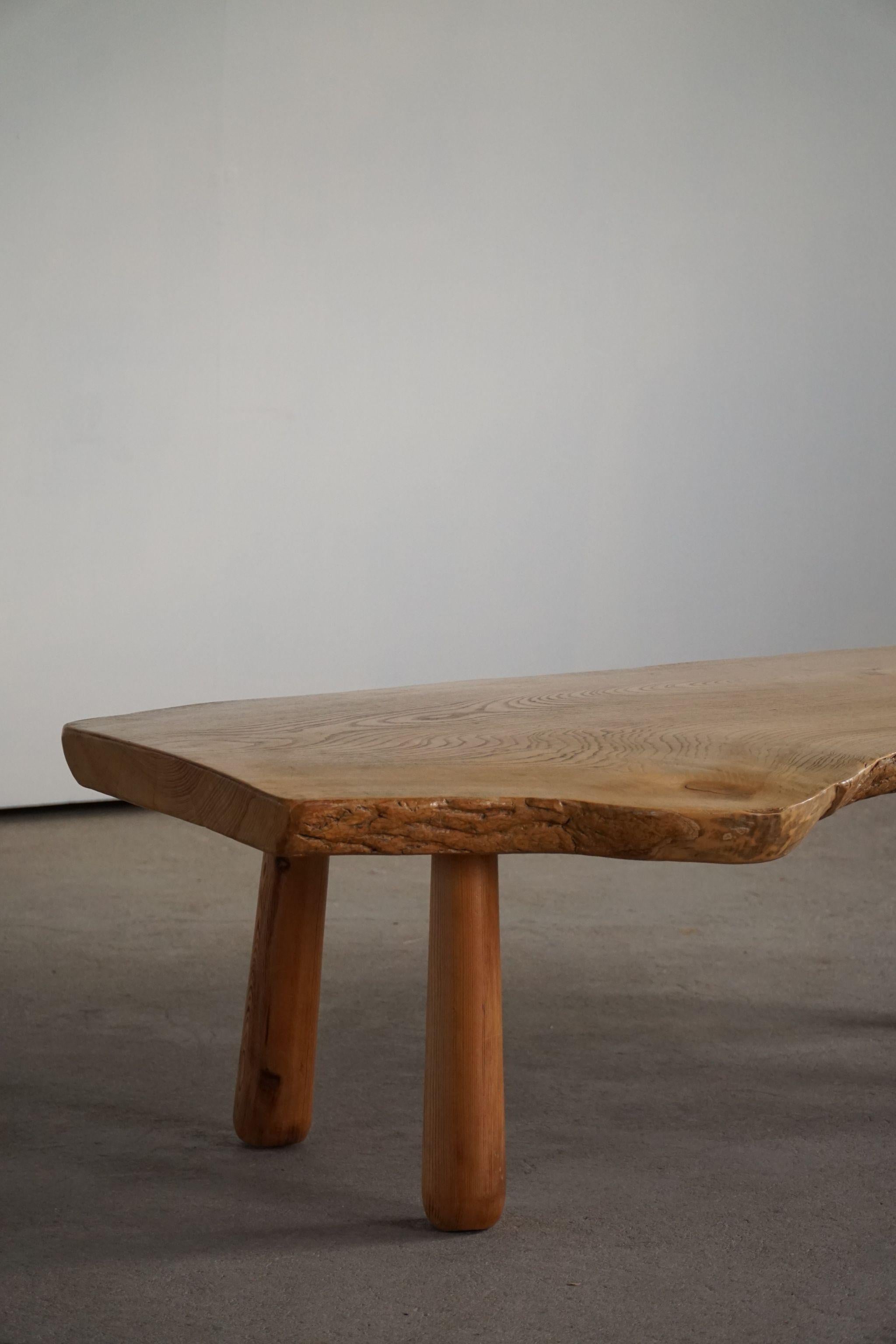 20th Century, Organic Table in Pine with Club Legs, Wabi Sabi, Swedish Modern 7