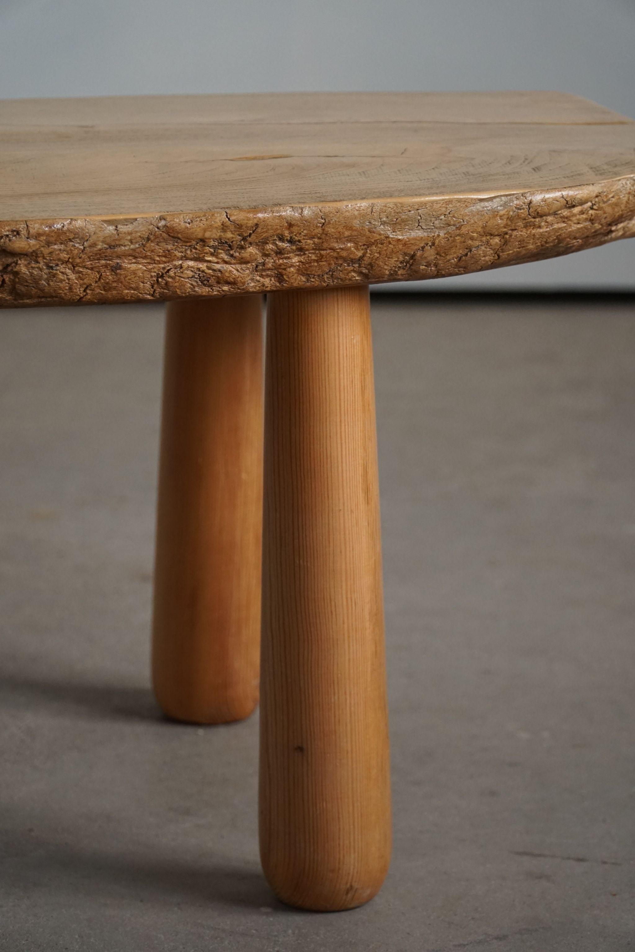20th Century, Organic Table in Pine with Club Legs, Wabi Sabi, Swedish Modern 10