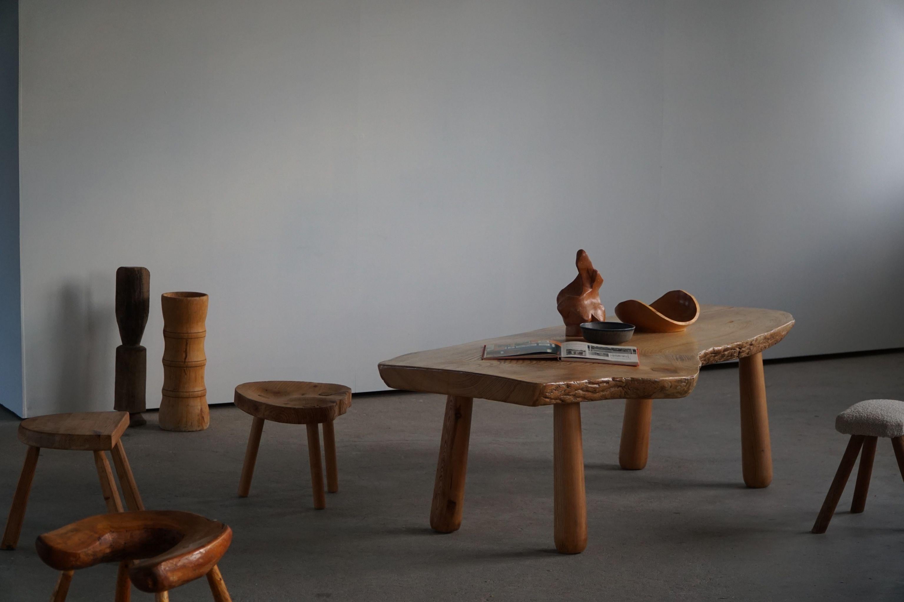 20th Century, Organic Table in Pine with Club Legs, Wabi Sabi, Swedish Modern 12